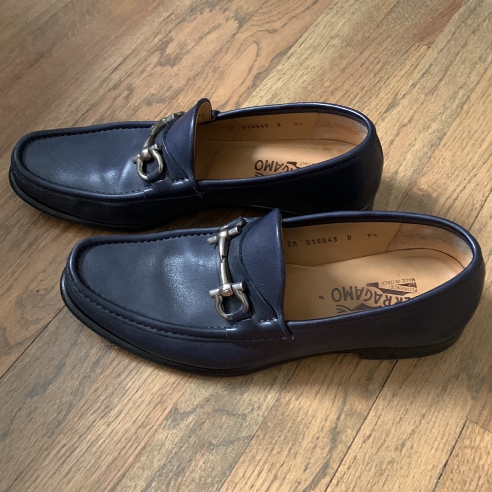 Salvatore Ferragamo Navy Blue Loafers